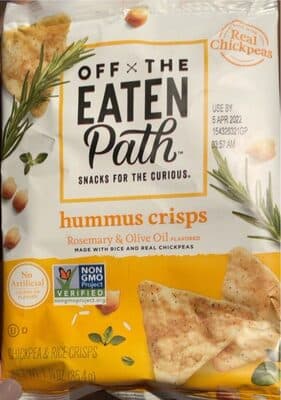 Off the eaten path rosemary & olive oil hummus crisps