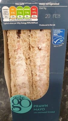 Prawn Mayo on oatmeal bread