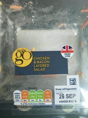 Chicken and bacon layered salad