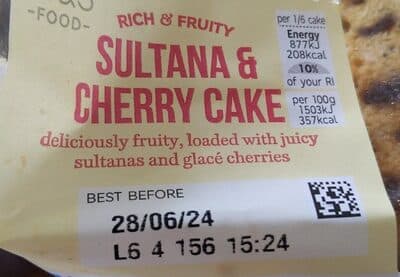 Sultana and cherry cake