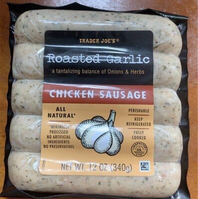 Roasted garlic chicken sausage