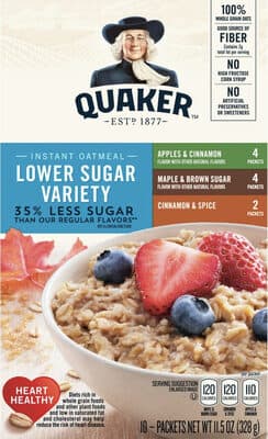 Quaker Instant Oatmeal Lower Sugar Variety Pack