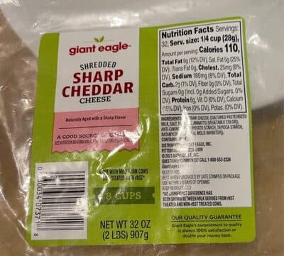 Shredded Sharp Cheddar Cheese