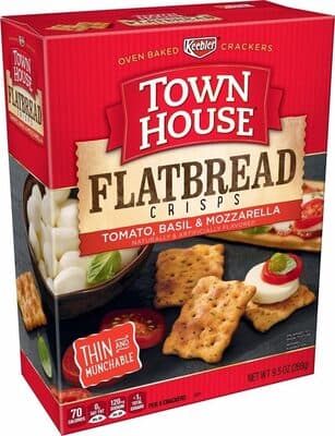 Tomato, Basil & Mozzarella Flavored Flatbread Crisps Oven Baked Crackers