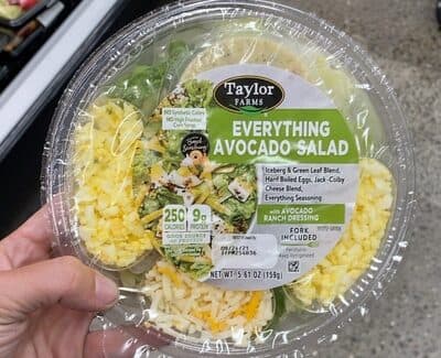 Everything Avocado Iceberg & Green Leaf Blend, Hard Boiled Eggs, Jack-colby Cheese Blend, Everything Seasoning With Avocado Ranch Dressing Salad, Everything Avocado