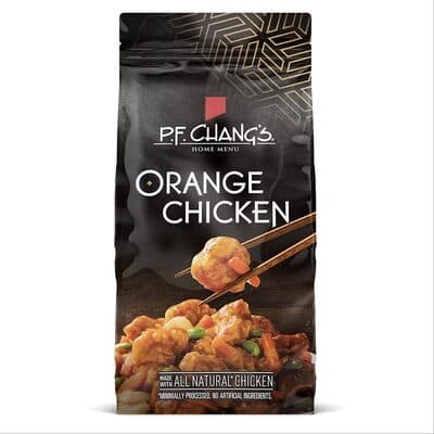 Orange Battered Chicken Breast with a Spicy Orange Sauce, Carrots, Water Chestnuts and Edamame