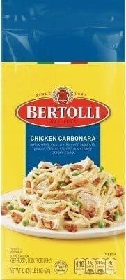Chicken Carbonara, Grilled White Meat Chicken with Spaghetti, Peas and Bacon in a Rich and Creamy Alfredo Sauce