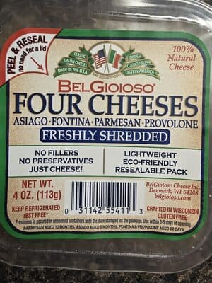 Four Cheeses Asiago, Fontina, Parmesan, Provolone Freshly Shredded
