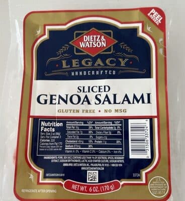 Sliced Genoa Salami