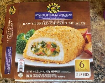 Spinach, Artichoke & Parmesan Filled With A Blend Of Cheeses In A Creamy White Sauce Breaded Boneless Raw Stuffed Chicken Breasts With Rib Meat