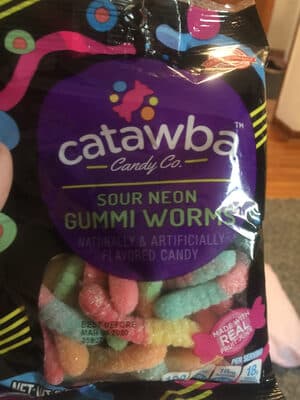 Gummi Worms Candy, Sour Neon