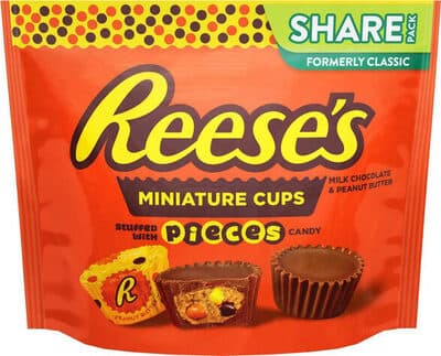Milk Chocolate & Peanut Butter Stuffed With Pieces Candy Miniature Cups