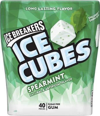 Ice cubes spearmint chewing gum sugar free