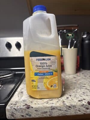 100% Orange Juice From Concentrate