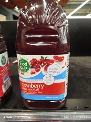 Lite Cranberry Juice Cocktail From Concentrate