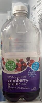 100% Unsweetened Cranberry Grape Flavored Juice Blend Of 3 Fruit Juices From Concentrate