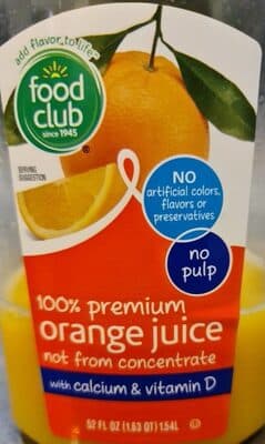 100% Premium Orange Juice With Calcium & Vitamin D