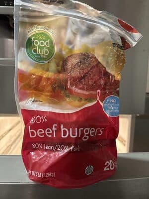80% Lean/20% Fat 100% Beef Burgers