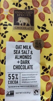 Oat Milk Sea Salt & Almonds + Dark Chocolate 55% Cocoa Chocolate Bar