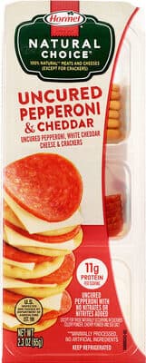 Uncured Pepperoni & Cheddar, White Cheddar Cheese & Crackers