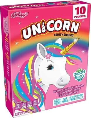 Blue Raspberry & Tropical Fruit Flavored Unicorn Fruity Snacks