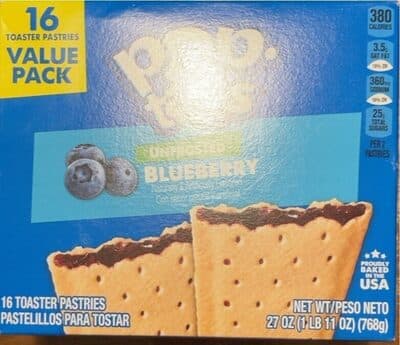 Unfrosted Blueberry Flavored Toaster Pastries