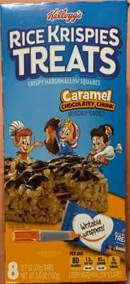 Caramel Chocolatey Chunk Flavored Crispy Marshmallow Squares