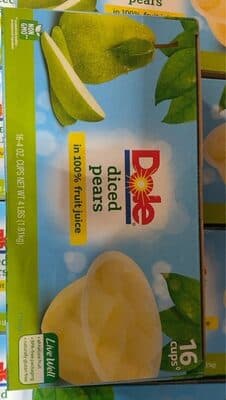 Diced Pears In 100% Fruit Juice
