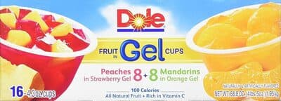 Gel fruit bowl mixed in peaches and mandarins