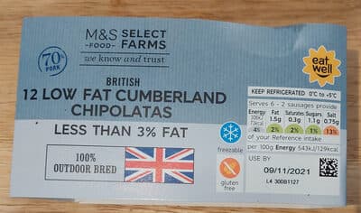 Low Fat Cumberland Chipolatas
