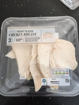 Roast sliced chicken breast