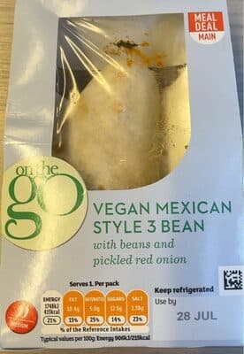 Vegan Mexican Style 3 Bean Wrap