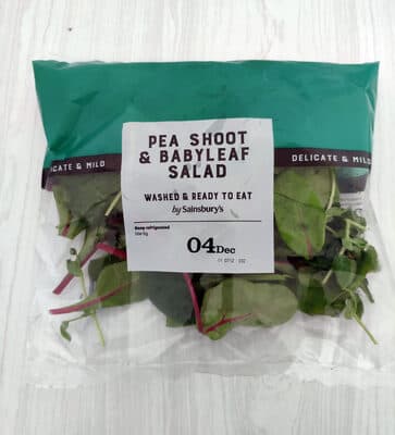 Pea shoot and babyleaf salad