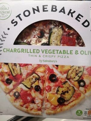 Stonebaked Chargrilled Vegetable and Olive Thin and Crispy Pizza