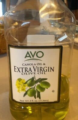 Canola oil and extra virgin olive oil