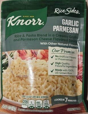 Garlic Parmesan Flavor Rice & Pasta Blend in a Creamy Garlic and Parmesan Cheese Flavored Sauce