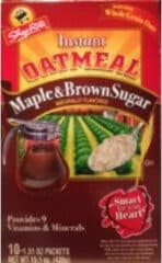 Maple & Brown Sugar Flavored Instant Oatmeal