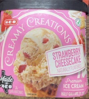 Strawberry Cheesecake Flavored Premium Ice Cream With Ripe Strawberries And Graham Cracker Crust