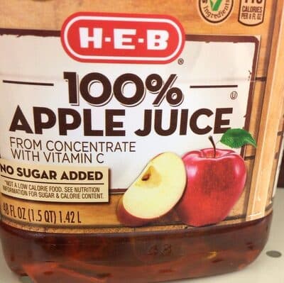 100% Apple Juice From Concentrate