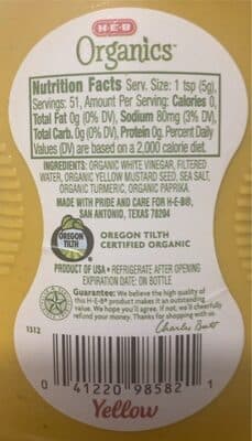 Organics Yellow Mustard