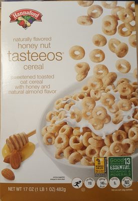 Hannaford Tasteeos Sweetened Toasted Oat Cereal with Honey and Natural Almond Flavor, Honey Nut