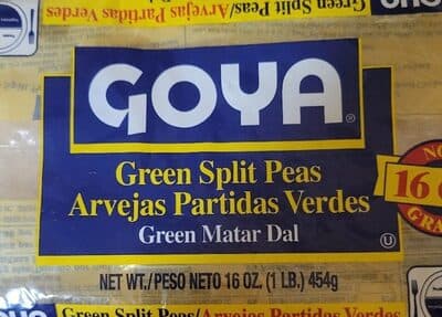 Green split peas, green matar dal