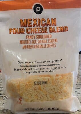 Mexican Four Cheese Blend Fancy Shredded Monterey Jack, Cheddar, Asadero, And Queso Quesadilla Cheeses
