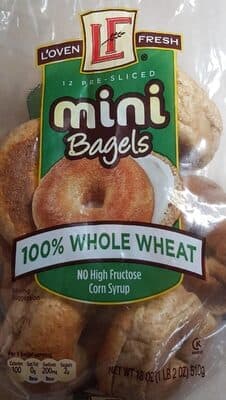 100% Whole Wheat Mini Bagels