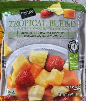 Unsweetened Pineapple, Mango, Strawberries, Papaya Tropical Blend