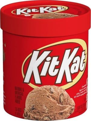 Chocolate Light Ice Cream with a Wafer Swirl & Kit Kat Candy Pieces