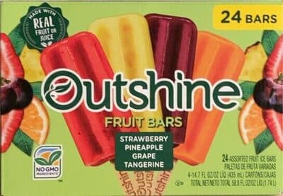 Assorted Fruit Ice Bars, Strawberry, Pineapple, Grape, Tangerine