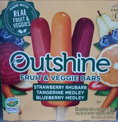 Strawberry Rhubarb, Tangerine Medley, Blueberry Medley Assorted Fruit & Vegetable Ice Bars