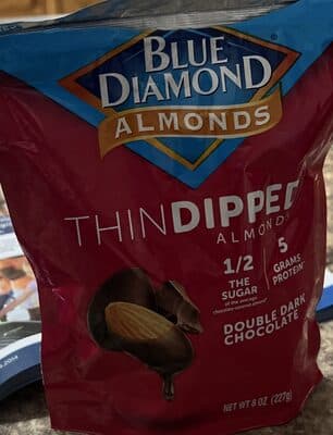Thin Dipped Almonds Double Dark Chocolate