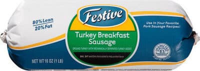 85% Lean 15% Fat Turkey Breakfast Sausage